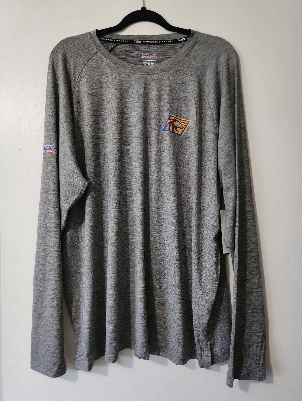 MSX Michael Strahan USFL MI Panthers Football Gray Long Sleeve Shirt Mens 2X XXL